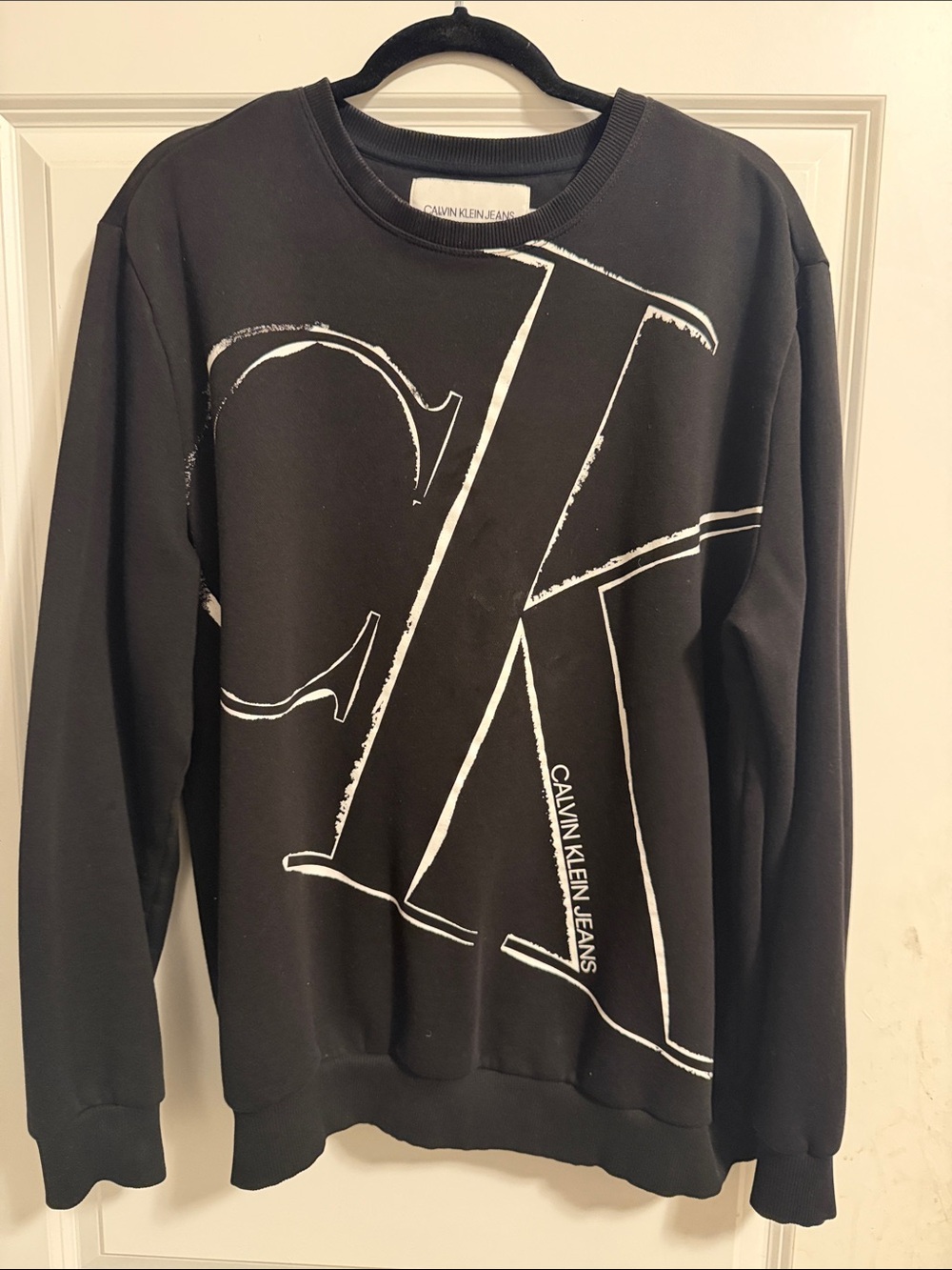 Calvin Klein Jeans Black Crewneck with White CK Graphic